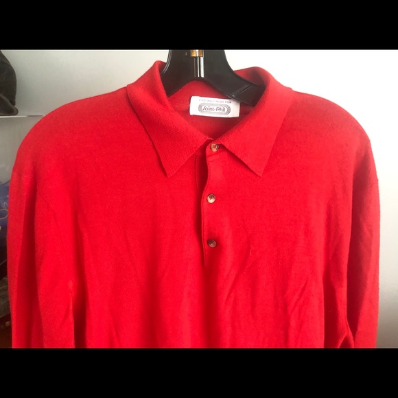 Saint-Phil Red Wool/silk Polo Sweater, Men’s,s.L, - Picture 4 of 6